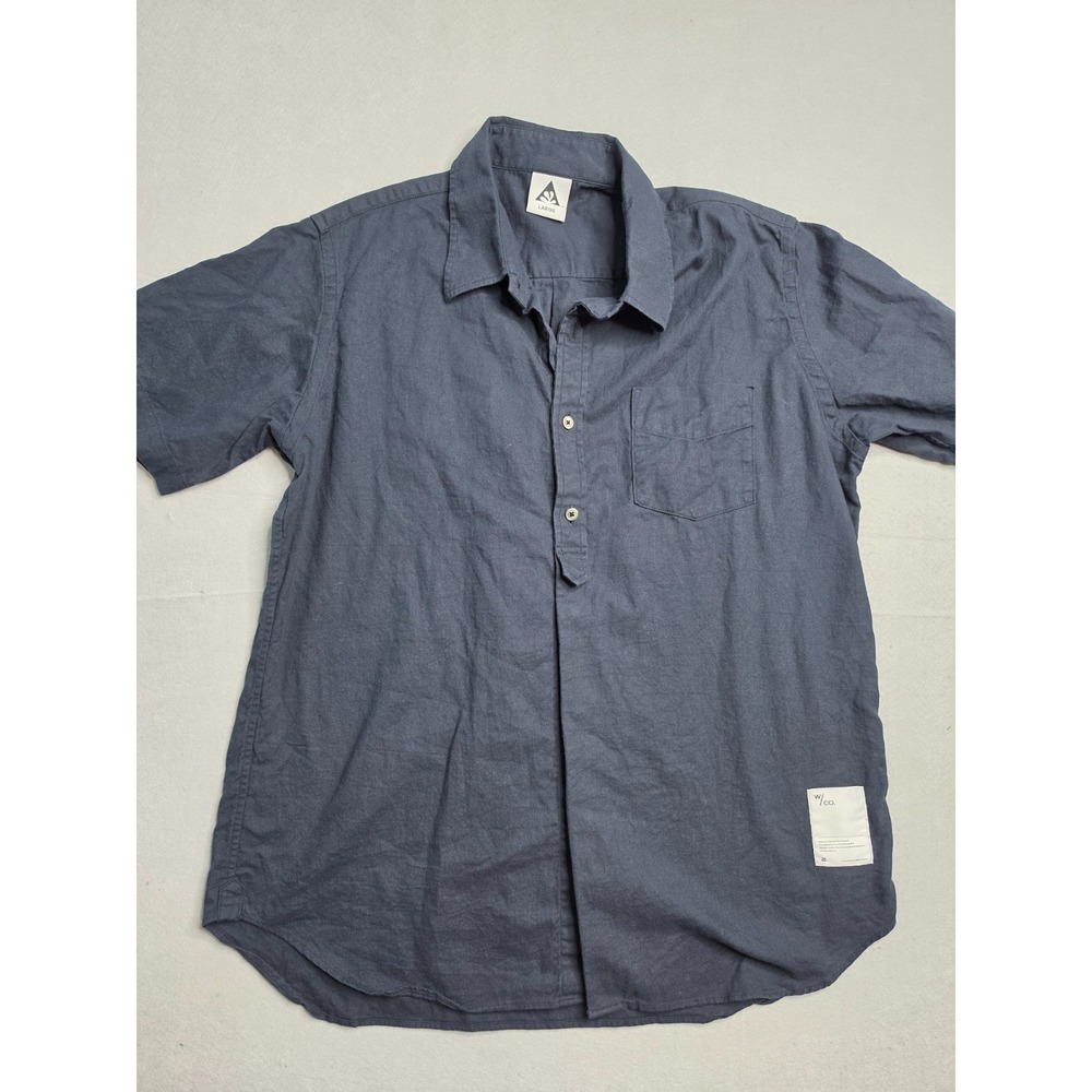 Wasted Collective Good Times Do Good Shirt Mens Large Navy Blue Cotton Button-Up